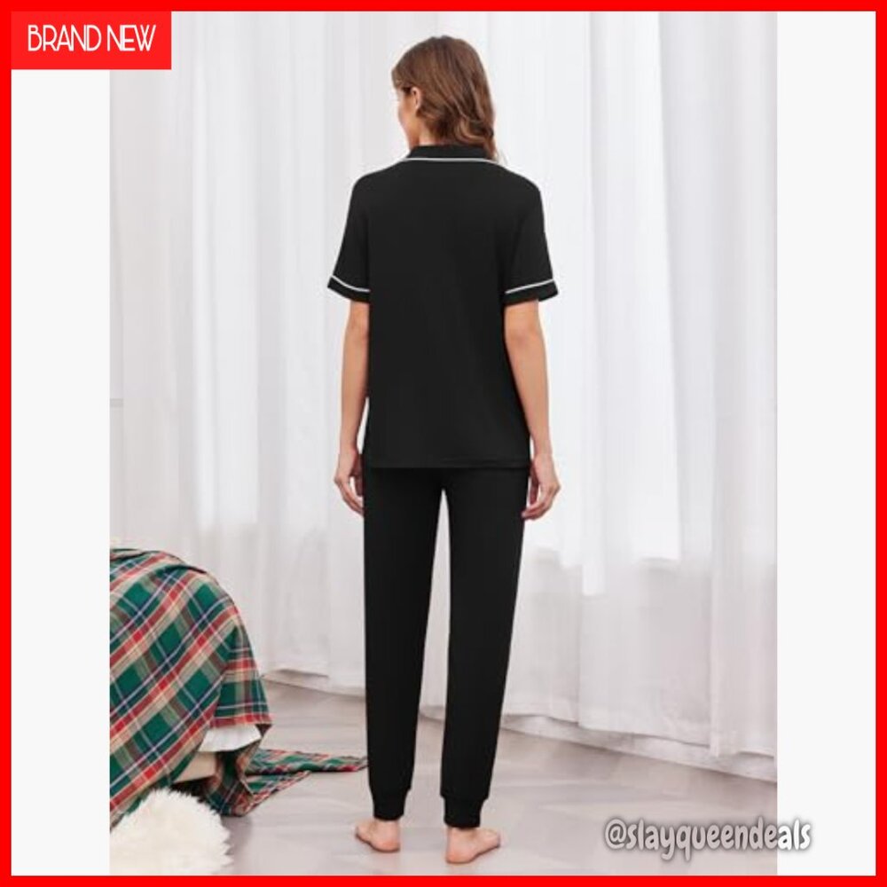 Large Soft Polyester Pajama Set With Button Down … - image 5